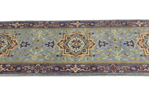 Gray Floral 3X8 Heriz Serapi Oriental Runner Rug
