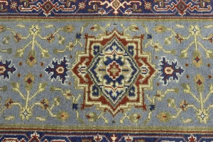 Gray Floral 3X8 Heriz Serapi Oriental Runner Rug