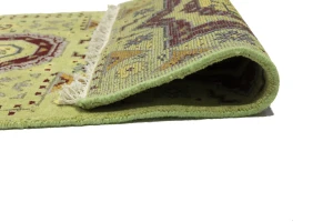 Light Lime Green Floral 2'7X9'7 Heriz Serapi Oriental Runner Rug