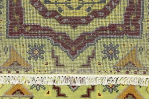 Light Lime Green Floral 2'7X9'7 Heriz Serapi Oriental Runner Rug