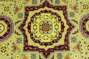 Light Lime Green Floral 2'7X9'7 Heriz Serapi Oriental Runner Rug