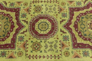 Light Lime Green Floral 2'7X9'8 Heriz Serapi Oriental Runner Rug