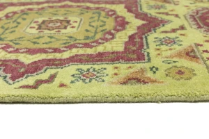 Light Lime Green Floral 2'7X9'8 Heriz Serapi Oriental Runner Rug