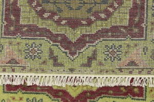 Light Lime Green Floral 2'7X9'8 Heriz Serapi Oriental Runner Rug