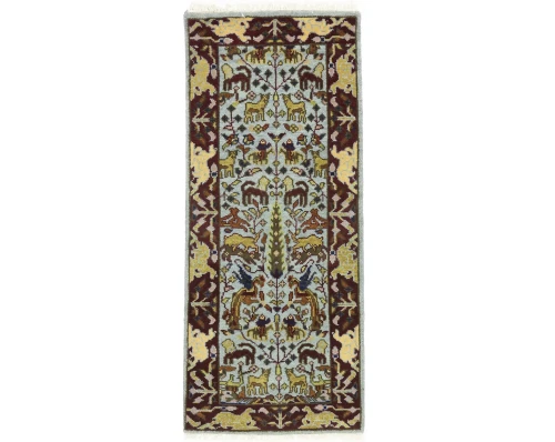 Light Blue Pictorial Tribal 3X6 Chobi Oriental Rug