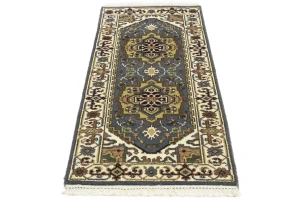 Gray Floral 3X6 Traditional Heriz Serapi Oriental Rug