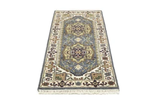Gray Floral 3X6 Traditional Heriz Serapi Oriental Rug