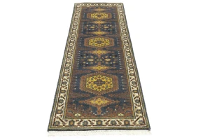Gray Tribal 3X9 Geometric Indo-Viss Oriental Runner Oriental Rug