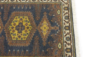 Gray Tribal 3X9 Geometric Indo-Viss Oriental Runner Oriental Rug