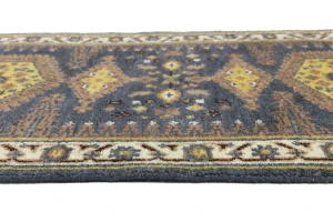 Gray Tribal 3X9 Geometric Indo-Viss Oriental Runner Oriental Rug