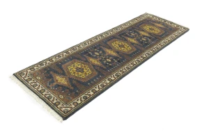 Gray Tribal 3X9 Geometric Indo-Viss Oriental Runner Oriental Rug
