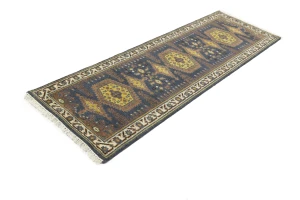 Gray Tribal 3X9 Geometric Indo-Viss Oriental Runner Oriental Rug