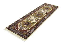 Cream Floral 3X8 Heriz Serapi Oriental Runner Oriental Rug