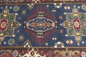 Gray Geometric 3X8 Indo-Karajeh Oriental Runner Rug