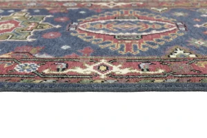Gray Geometric 3X8 Indo-Karajeh Oriental Runner Rug