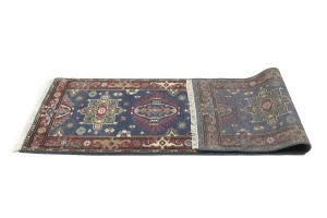 Gray Geometric 3X8 Indo-Karajeh Oriental Runner Rug