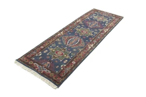 Gray Geometric 3X8 Indo-Karajeh Oriental Runner Rug