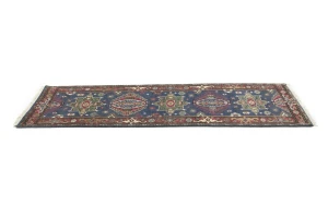 Gray Geometric 3X8 Indo-Karajeh Oriental Runner Rug