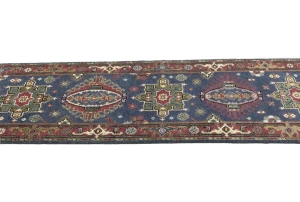 Gray Geometric 3X8 Indo-Karajeh Oriental Runner Rug