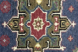 Gray Geometric 3X8 Indo-Karajeh Oriental Runner Rug