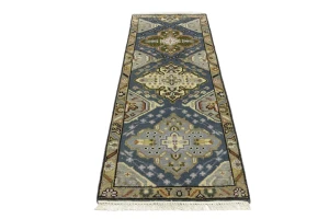 Gray Floral 3X8 Traditional Heriz Serapi Oriental Runner Rug