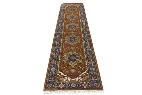 Rust Orange Floral 3X12 Heriz Serapi Oriental Runner Rug