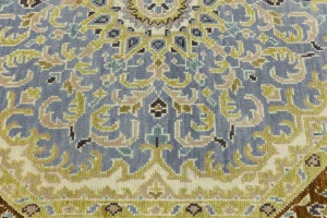 Blue-gray Floral 6X6 Traditional Oushak Oriental Octagon Rug