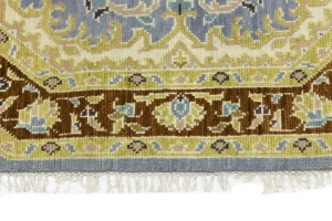 Blue-gray Floral 6X6 Traditional Oushak Oriental Octagon Rug
