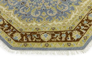 Blue-gray Floral 6X6 Traditional Oushak Oriental Octagon Rug