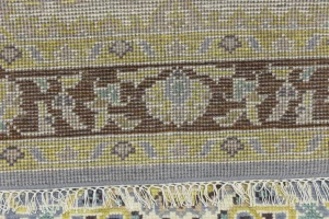 Blue-gray Floral 6X6 Traditional Oushak Oriental Octagon Rug