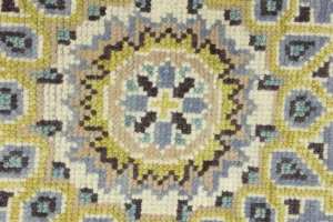 Blue-gray Floral 6X6 Traditional Oushak Oriental Octagon Rug