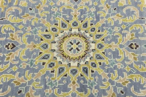 Blue-gray Floral 6X6 Traditional Oushak Oriental Octagon Rug
