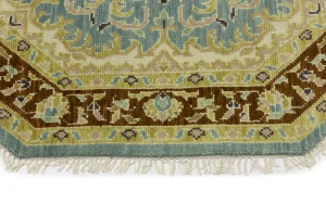 Teal Floral 6X6 Traditional Oushak Oriental Octagon Rug