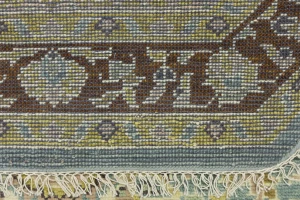 Teal Floral 6X6 Traditional Oushak Oriental Octagon Rug