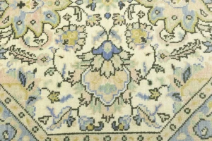 Cream Floral 6X6 Traditional Oushak Oriental Octagon Rug