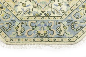 Cream Floral 6X6 Traditional Oushak Oriental Octagon Rug
