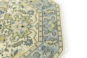 Cream Floral 6X6 Traditional Oushak Oriental Octagon Rug