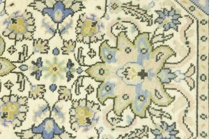 Cream Floral 6X6 Traditional Oushak Oriental Octagon Rug