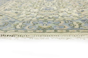 Cream Floral 6X6 Traditional Oushak Oriental Octagon Rug