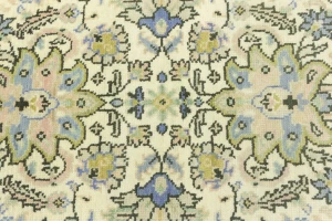 Cream Floral 6X6 Traditional Oushak Oriental Octagon Rug
