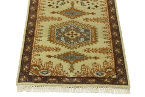 Beige Tribal 3X14 Geometric Indo-Viss Oriental Runner Rug