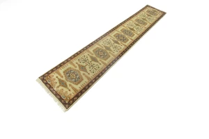 Beige Tribal 3X14 Geometric Indo-Viss Oriental Runner Rug