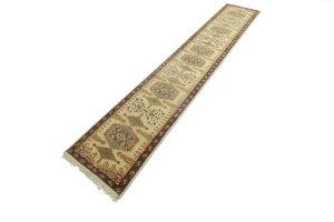 Beige Tribal 3X14 Geometric Indo-Viss Oriental Runner Rug