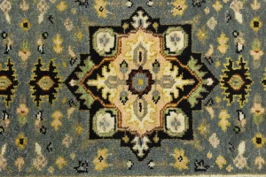 Gray Floral 2'6X10'4 Heriz Serapi Oriental Runner Rug