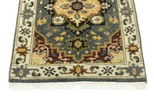 Gray Floral 2'6X10'4 Heriz Serapi Oriental Runner Rug