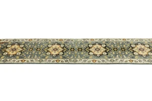 Gray Floral 2'6X10'4 Heriz Serapi Oriental Runner Rug