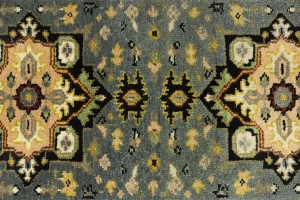 Gray Floral 2'6X10'4 Heriz Serapi Oriental Runner Rug
