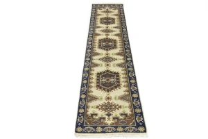 Cream Tribal 3X12 Indo-Viss Oriental Runner Oriental Rug