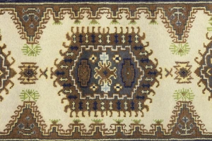 Cream Tribal 3X12 Indo-Viss Oriental Runner Oriental Rug