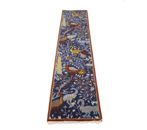 Blue Pictorial 3X12 Oriental Runner Rug